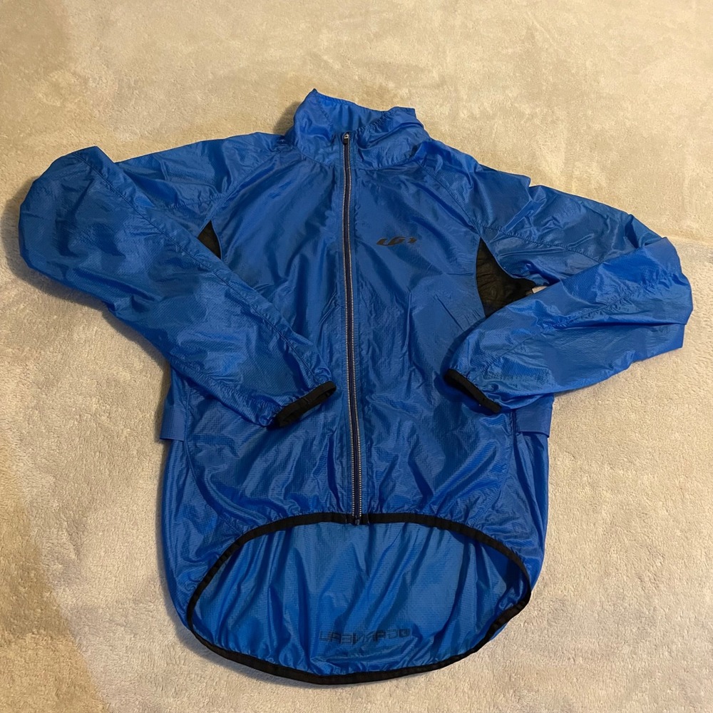 Louis Garneau Cycling Jacket Blue Lightweight Packable‎ Windbreaker Mens Medium